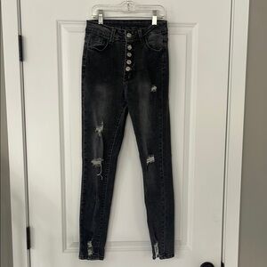 SHEIN High Waisted Distressed Skinny Stretch Jeans